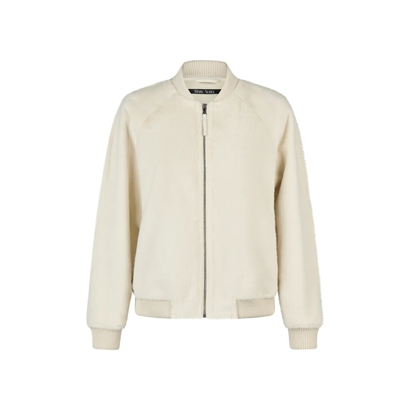 Marc Aurel Blouson Blouson- Ärmel und Kragen aus weichem Strickbünd beige
