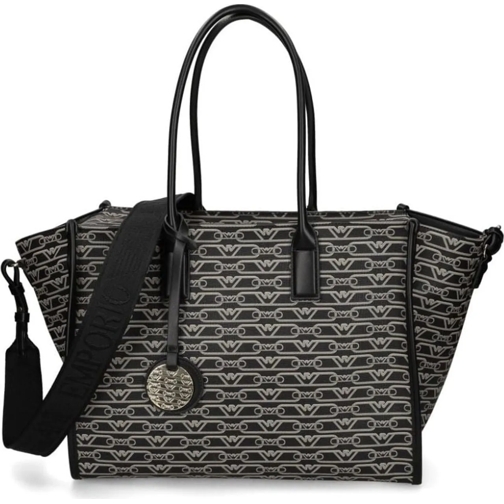 Emporio Armani Sac à bandoulière Tote M Monogram Pvc Nero-Ecru