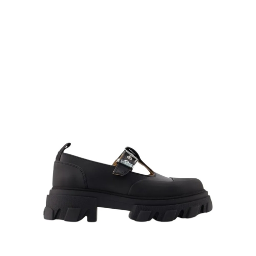 GANNI Cleated Mary Jane Loafers - Synthetic Leather - Bl Black Ballerine