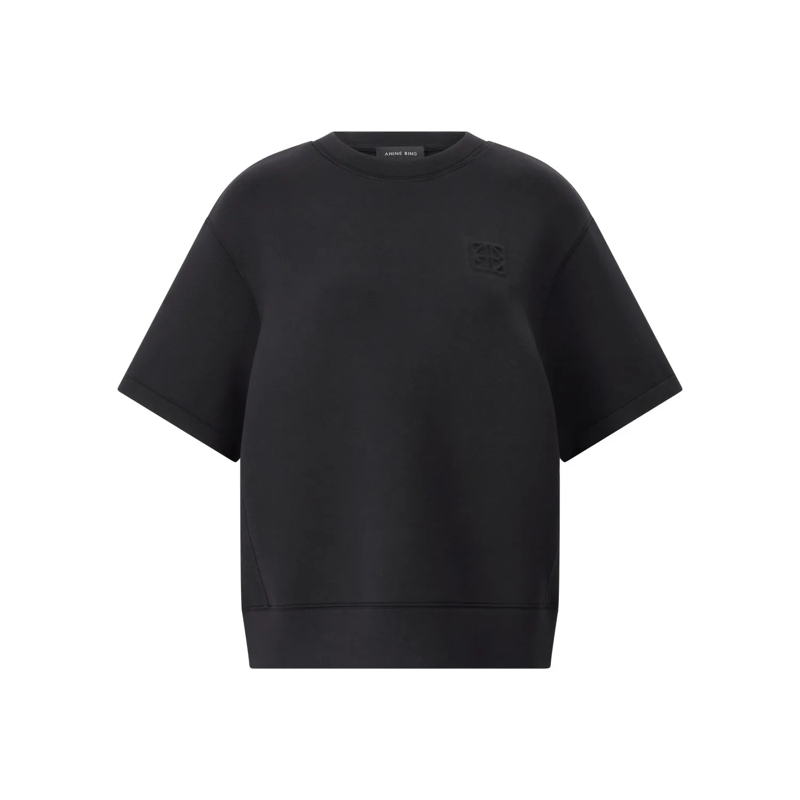 Anine Bing Pullover Sweatshirt Jadon mit kurzen Ärmeln Schwarz