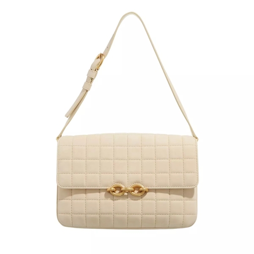Saint Laurent Le Maillon Satchel In Quilted Nubuck Suede Off White Crossbody Bag