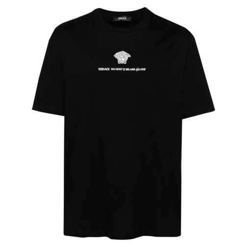 Versace T-shirts Cotton T-Shirt With Logo Black