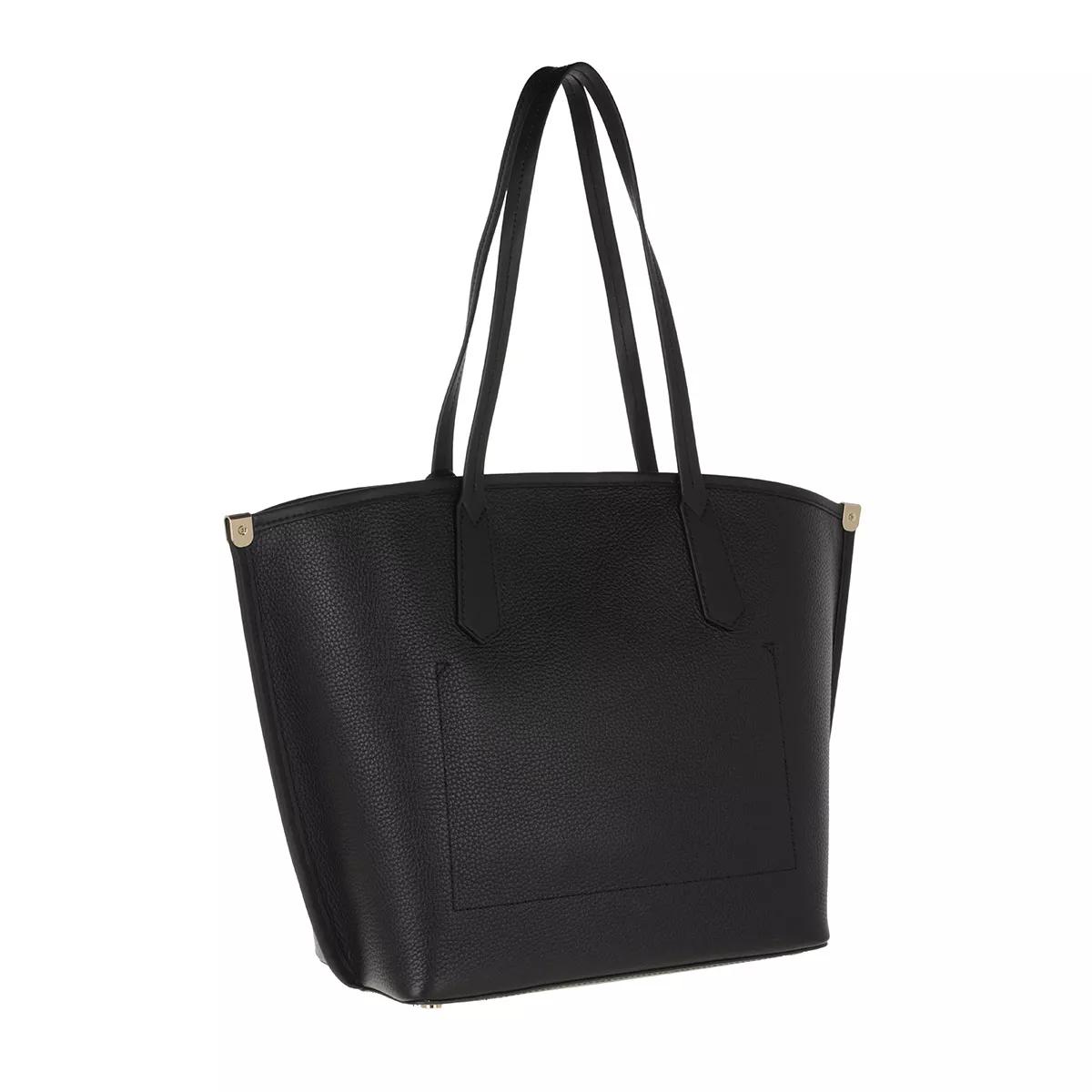 Michael kors black leather tote online bag