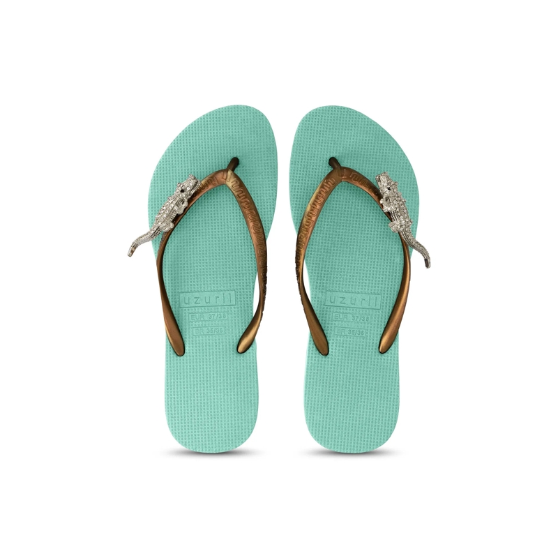 UZURII Flip Flops Zehentrenner Silver Crocodile Switch mint
