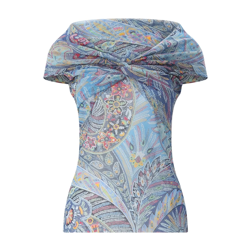 Etro Top Top mit Paisley-Muster blau