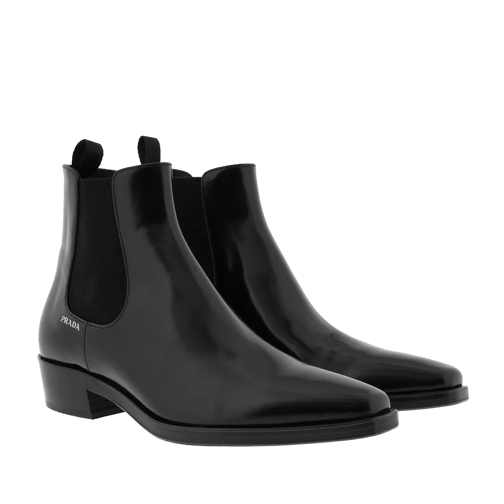 Prada Brushed Calf Leather Booties Black Ankle Boot