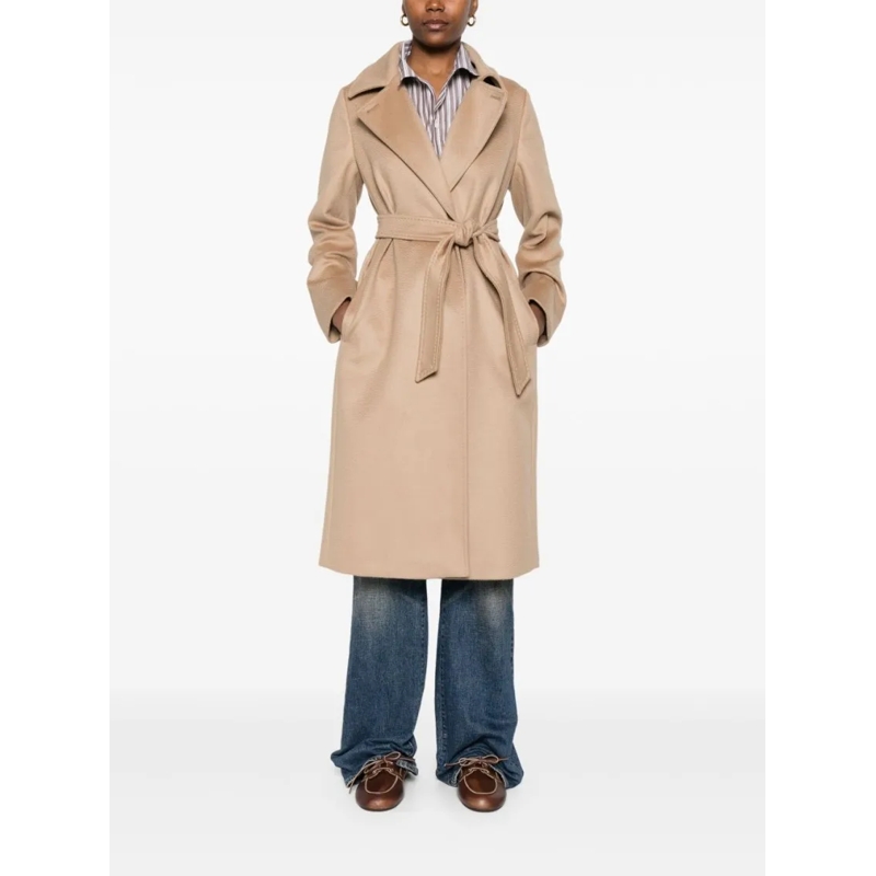 Max Mara Overgangsmantel Draped Long Beige Wrap Coat Neutrals