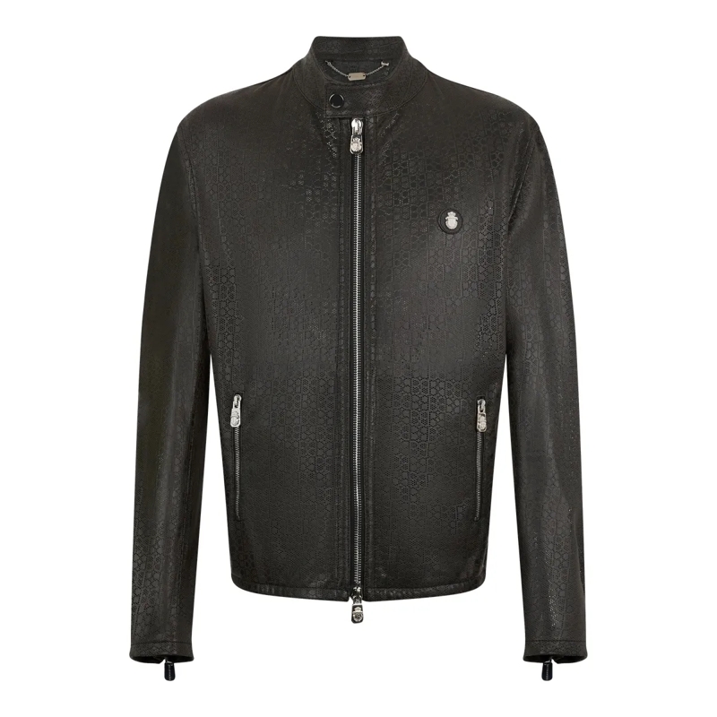 BILLIONAIRE Lederjacke Perforated Moto Jacket Bb schwarz