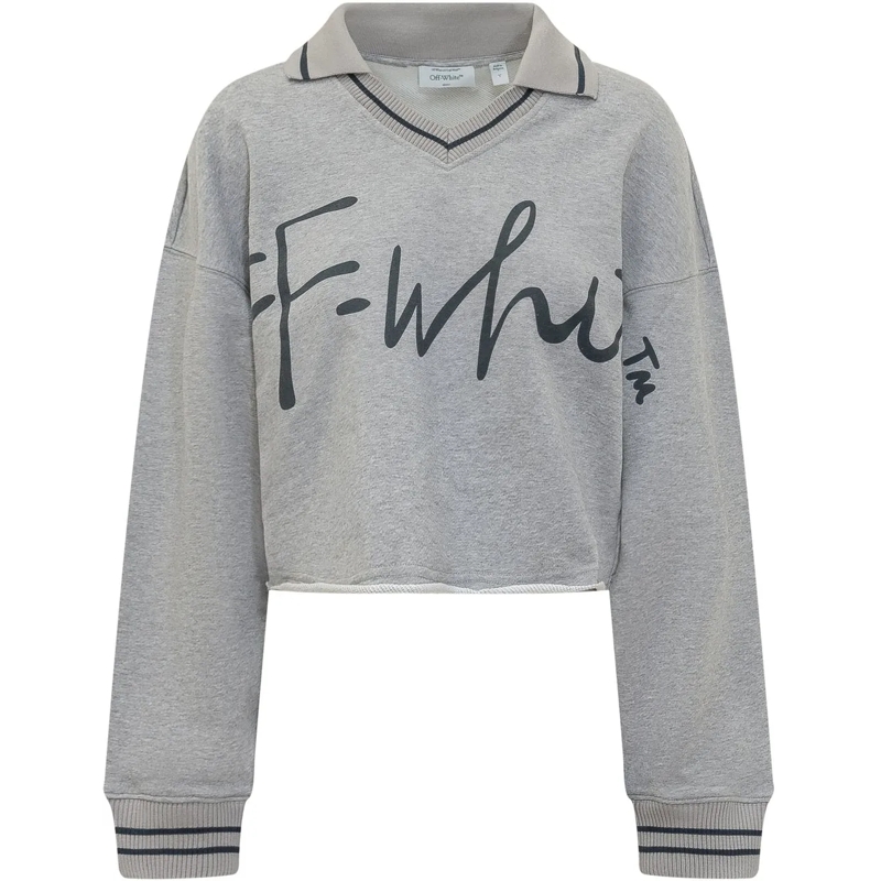 Off-White  Felpa Crop con Logo Script grau
