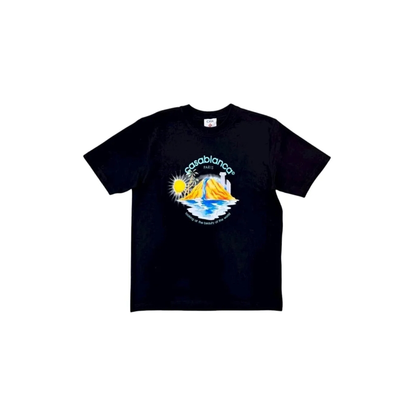 Casablanca T-shirt Artistic Landscape Print T-Shirt Black