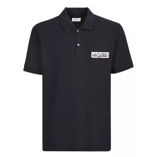 Alexander McQueen Logo Patch Black Polo Shirt Black Chemises