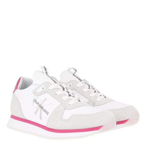 Calvin Klein Sock Lace Up Sneakers Nylon Leather White Low-Top Sneaker