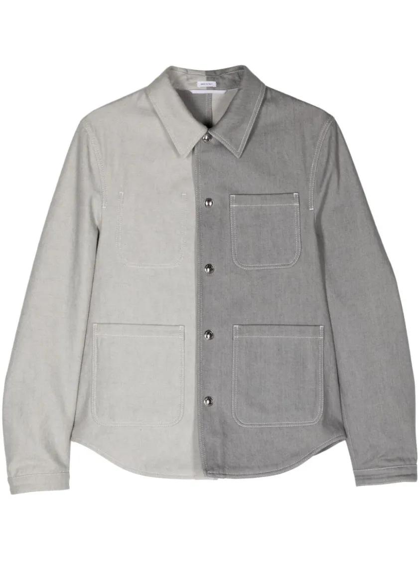 Thumbnail - Thom Browne - Two-Tone Button-Up Shirt - Größe 3 - grau