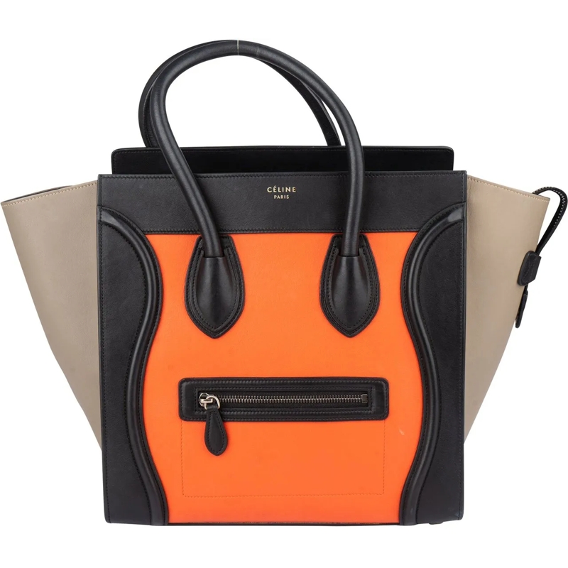 Celine Tote Celine Tricolor Leather Luggage Handbag schwarz