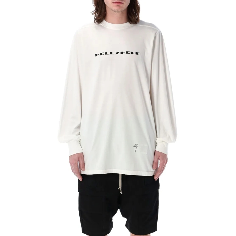 Drkshdw Langärmeliges Oberteil Oversized Long Sleeve T-Shirt With Milk Black Prin White