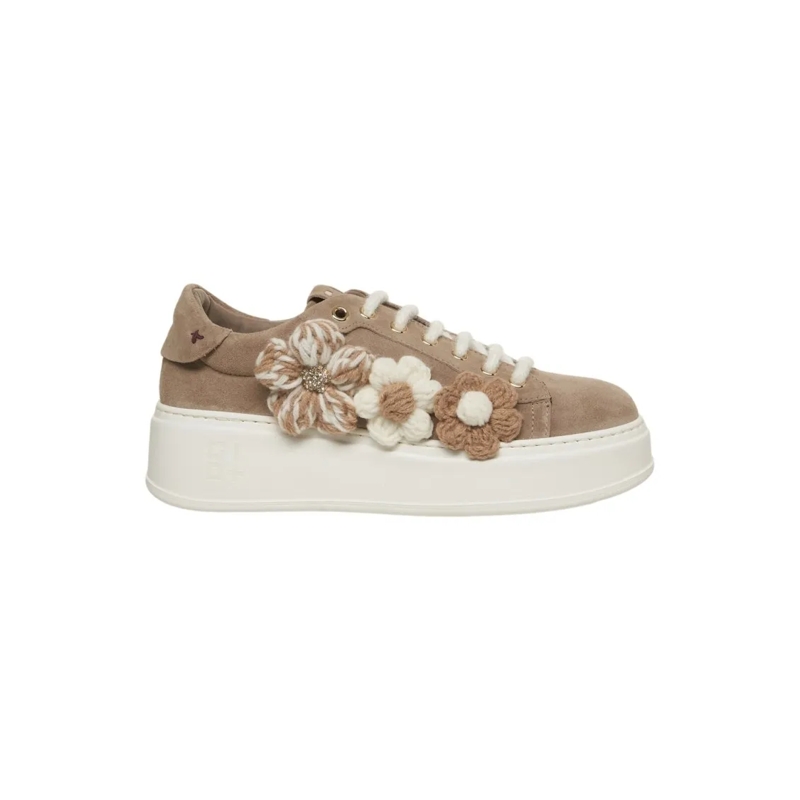 Gio+ Sneaker basse Suede Sneakers With Floral Appliqués And Strass Ac White