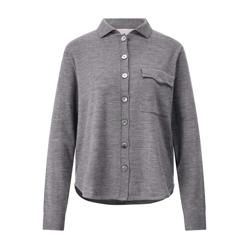 Hemisphere Polo shirt Strickjacke aus Merinowolle Grau