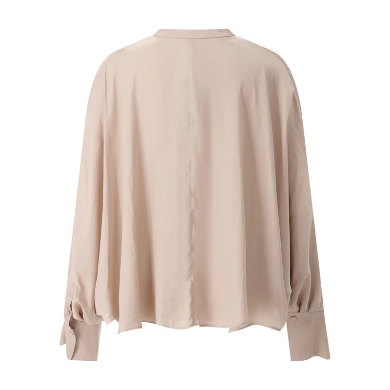 Luisa Cerano Chemisier Bluse aus Satin beige(Image 3)