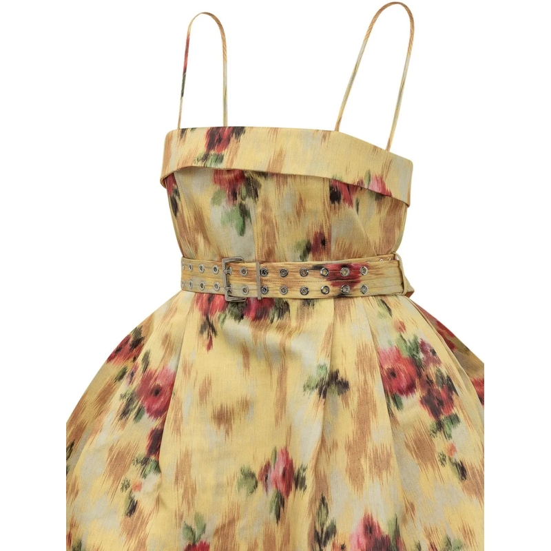 GANNI Minikleid Abito Mini con Spalline e Cintura gelb(Image 4)