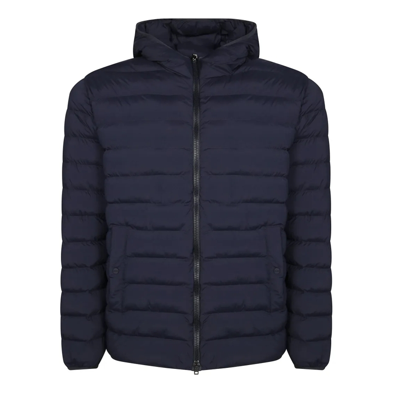 Herno Doudoune Packable Black Bomber Jacket With Quilted Design Blue