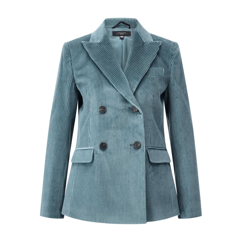 WEEKEND Max Mara Blazer Doppelreihiger Blazer Katanga aus Samt blau