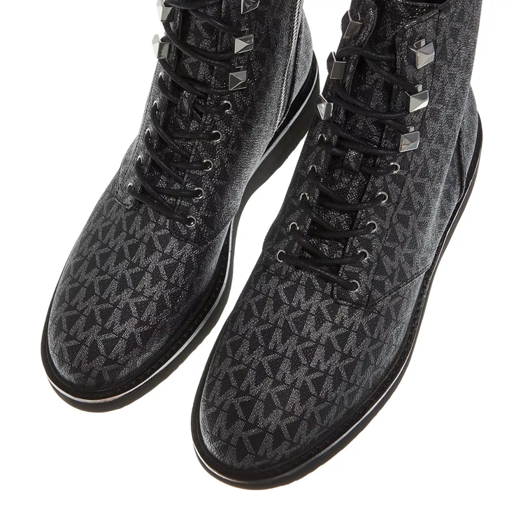 Michael Kors Haskell Bootie Black Silver Lace up Boots