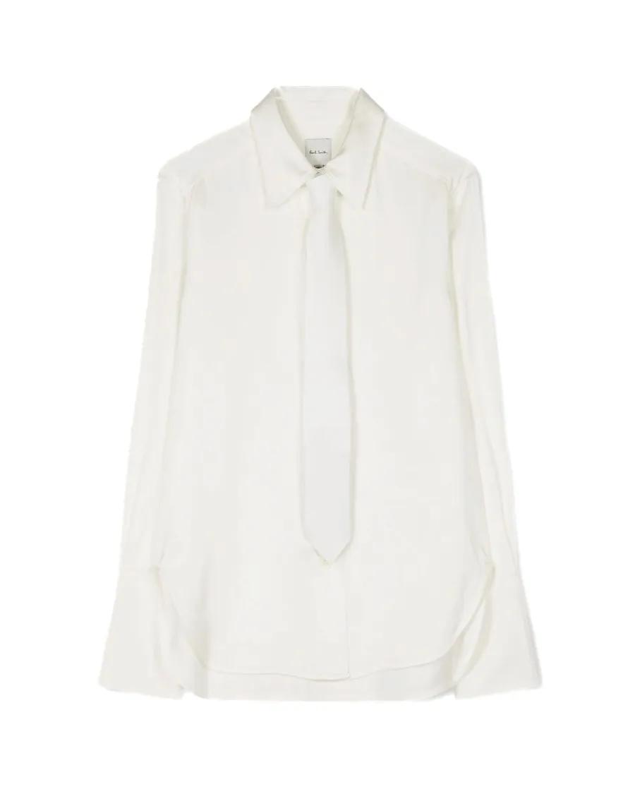 Thumbnail - Paul Smith - Long Sleeve White Shirt With Removable Tie - Größe 46 - weiß