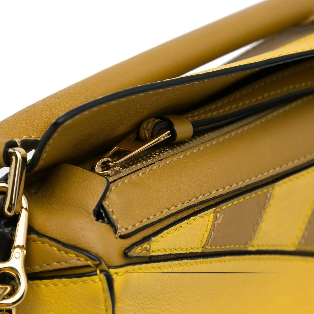Loewe Hobo bags 2014-2023 Mini Puzzle Rugby Stripe Satchel in geel