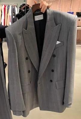 ジャケット SPORTMAX MERLOT DOUBLE BREASTED PINSTRIPES JACKET Sportmax Merlot Double Breasted Pinstripes Jacket Grey | Blazer