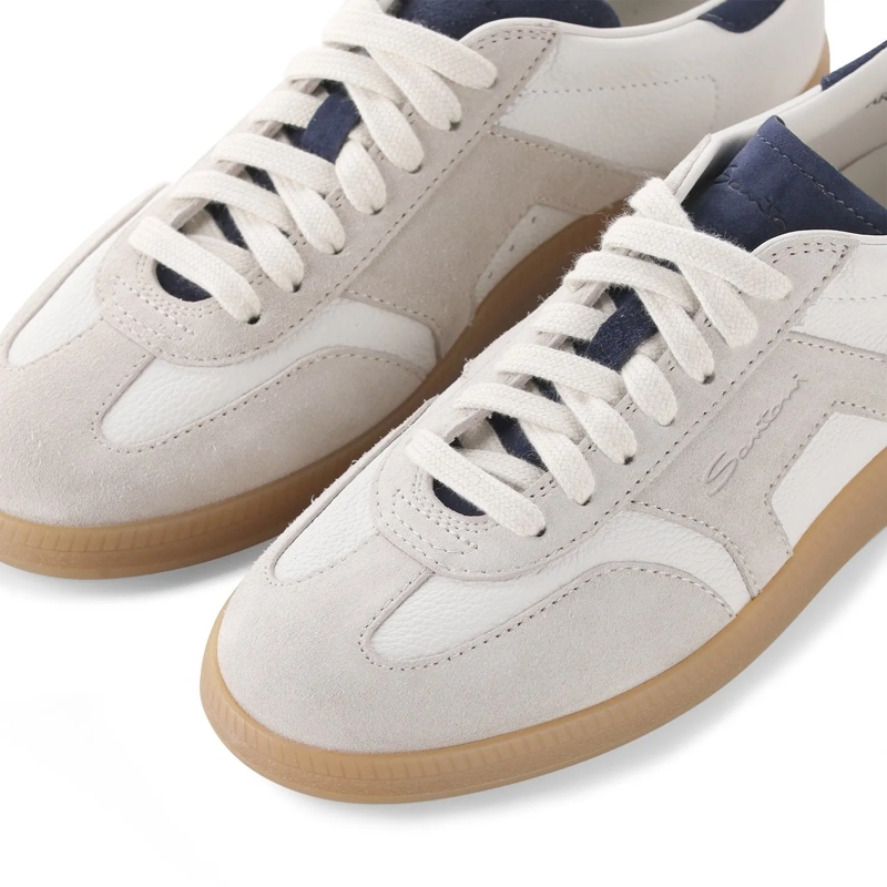 Santoni Chaussures à lacets Sneaker aus Leder weiß(Image 3)