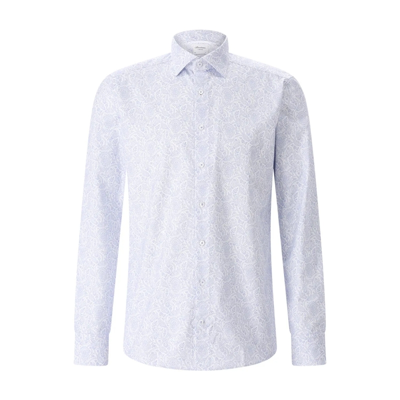 STENSTRÖMS Chemise Slim-Fit Hemd mit Paisleymuster blau