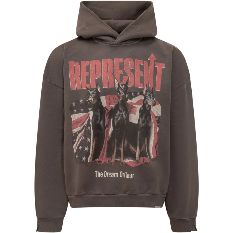 Represent  Felpa con Cappuccio Dream On Tour con Stampa Dober taupe