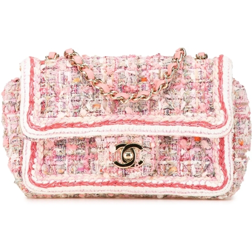 Chanel Sac à bandoulière 2019 Mini Rectangular Classic Tweed Braid Flap rose (Image 2)