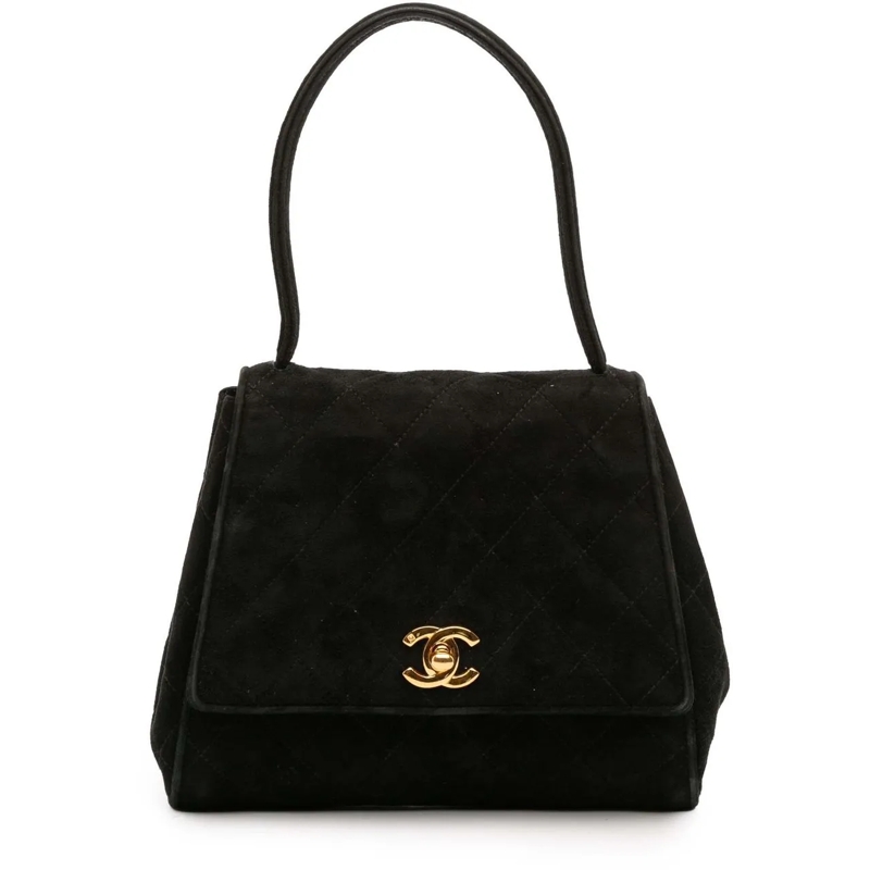 Chanel Fourre-tout CC Quilted Velvet Flap schwarz