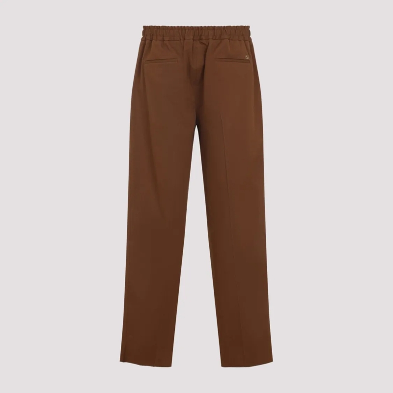 Valentino Garavani Pantalon Straight-Leg Brown Trousers With Adjustable Drawst Brown