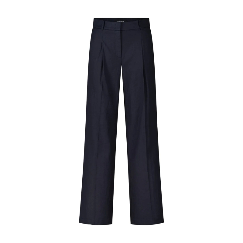 Cambio Stoffen broek Wide Leg Stoffhose mit Leinen Navy