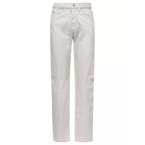 Maison Margiela White 5-Pocket Style Straight Jeans With Contrasti White Jeans med raka ben