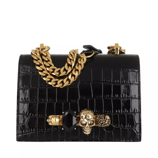 Alexander McQueen Small Jewelled Satchel Leather Black Cartable