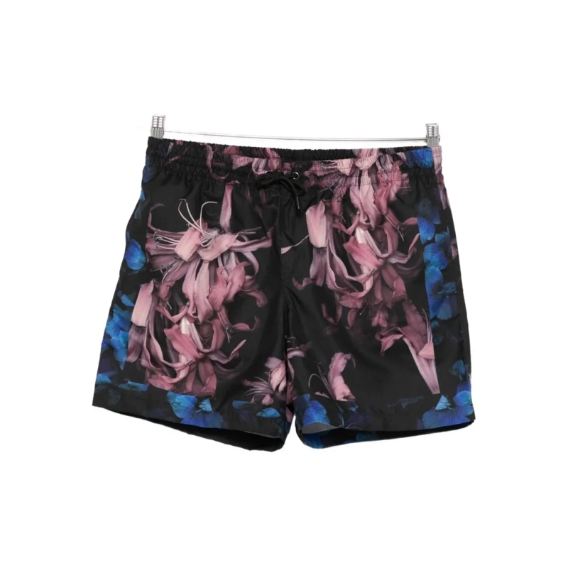 Dries Van Noten  Floral Print Black Shorts Black