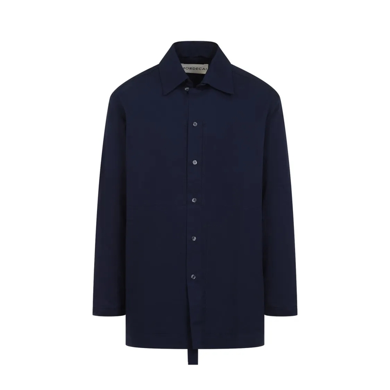 Mordecai Overhemd Blue Shirt With Classic Collar And Contrasting Bac Blue