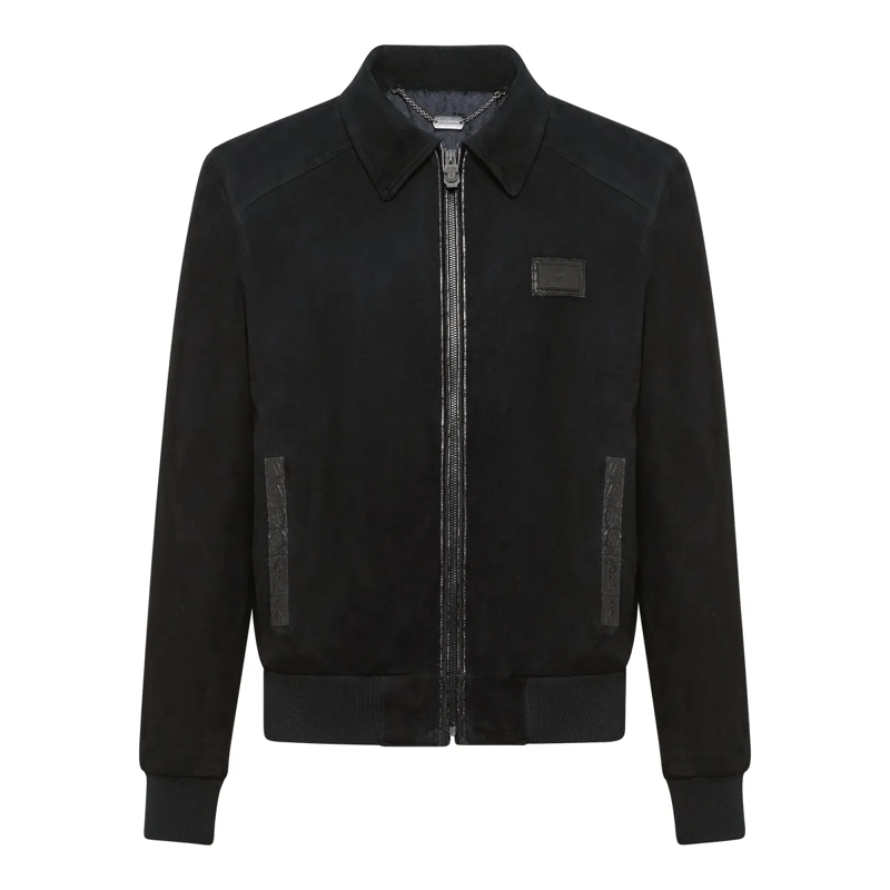 BILLIONAIRE Lederjacke Lederblouson Statement schwarz