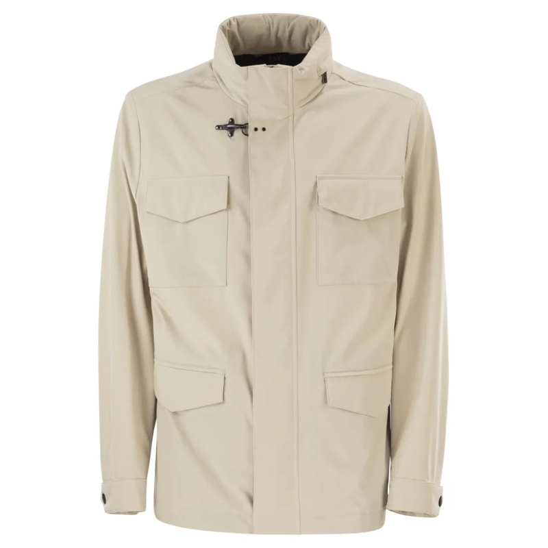 Fay  Saharan Jacket In Stretch Nylon Neutrals