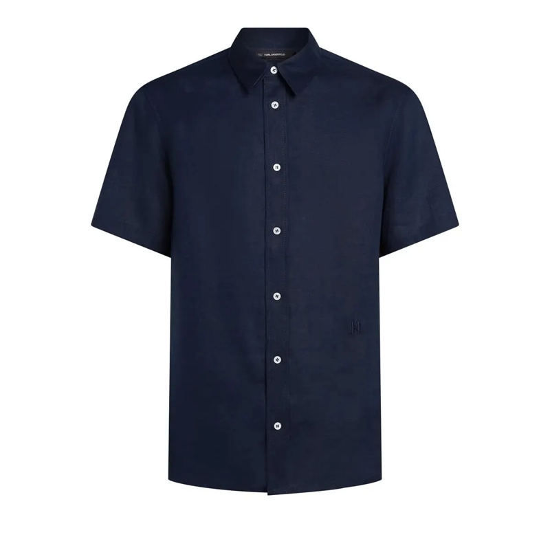 Karl Lagerfeld Hemd MONOGRAM KURZÄRMELIGES HEMD Hemd dunkel-blau