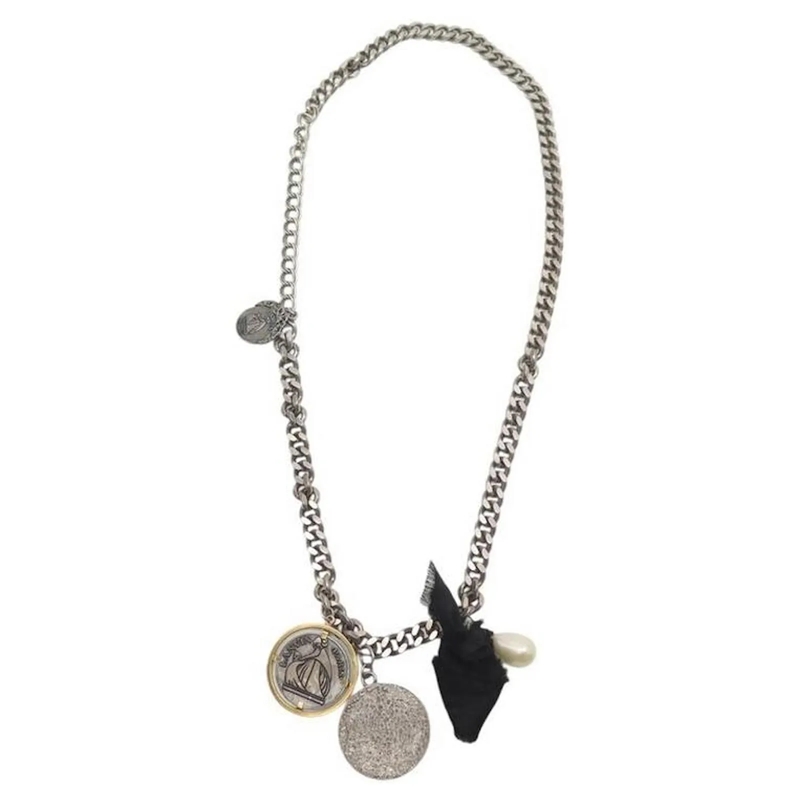 Lanvin Mittellange Halskette VINTAGE LANVIN HALSKETTE SAUTOIR MEDAILLONS KETTE  silber