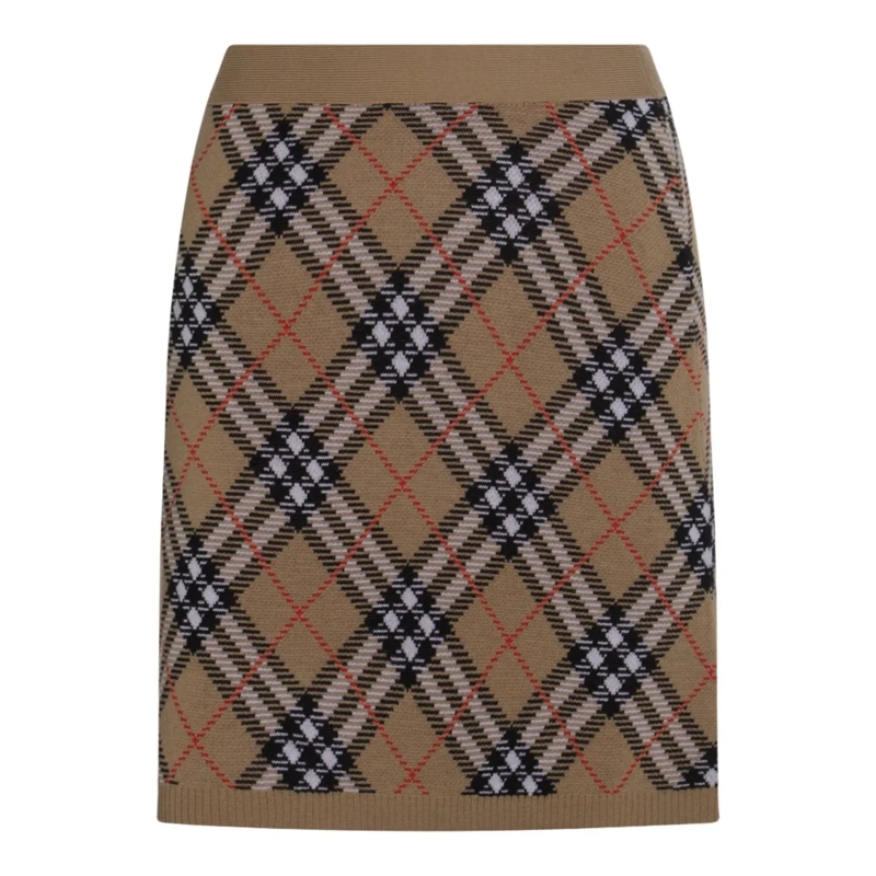 Burberry Minirock Knee-Length Skirt With Classic Checkered Pattern Brown