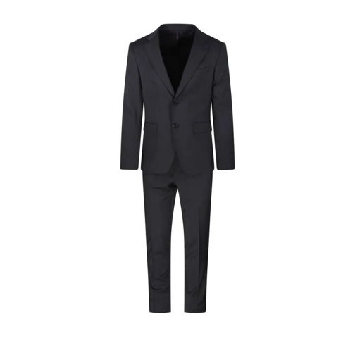 SANTANIELLO Anzugkombinationen Tailored Black Wool Suit With Classic Blazer And F Black