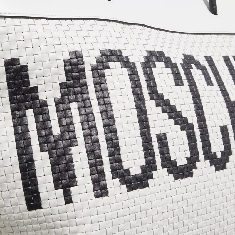 Moschino Shopper Black & White Shoulder Bag Fantasy Print White(Image 4)