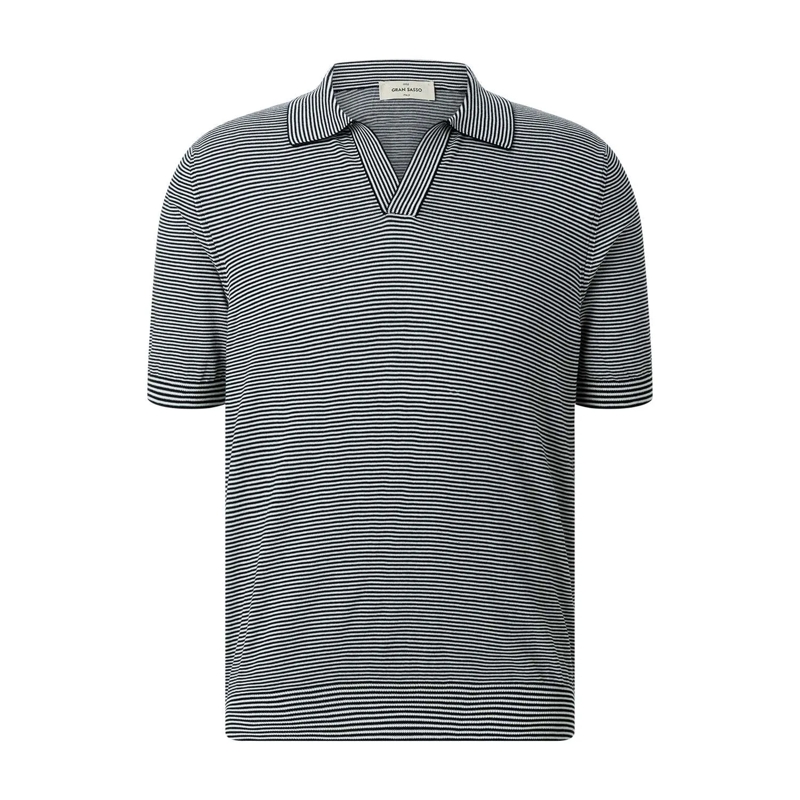 Gran Sasso Polohemd Gestreiftes Poloshirt schwarz