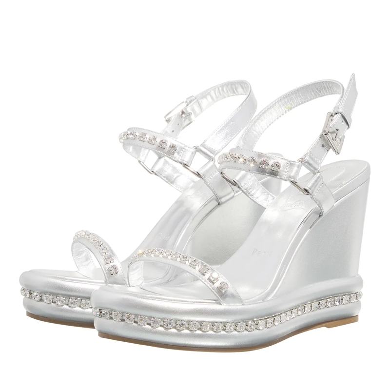 Christian Louboutin Sandalen Pyrastrass Embellished Espadrilles Silver