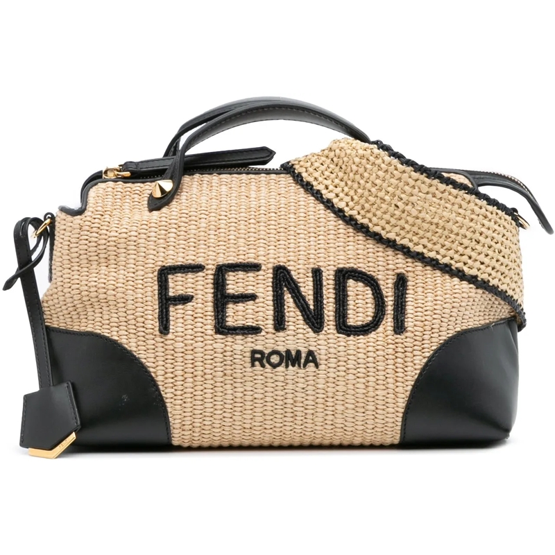 Fendi Schultertasche Medium Raffia By The Way Satchel braun
